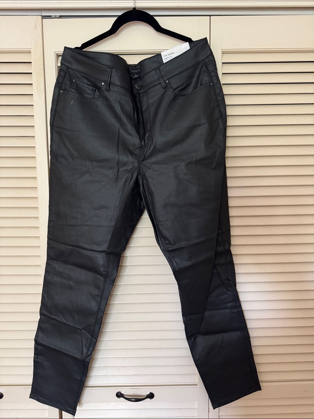Metallic black skinny jeans